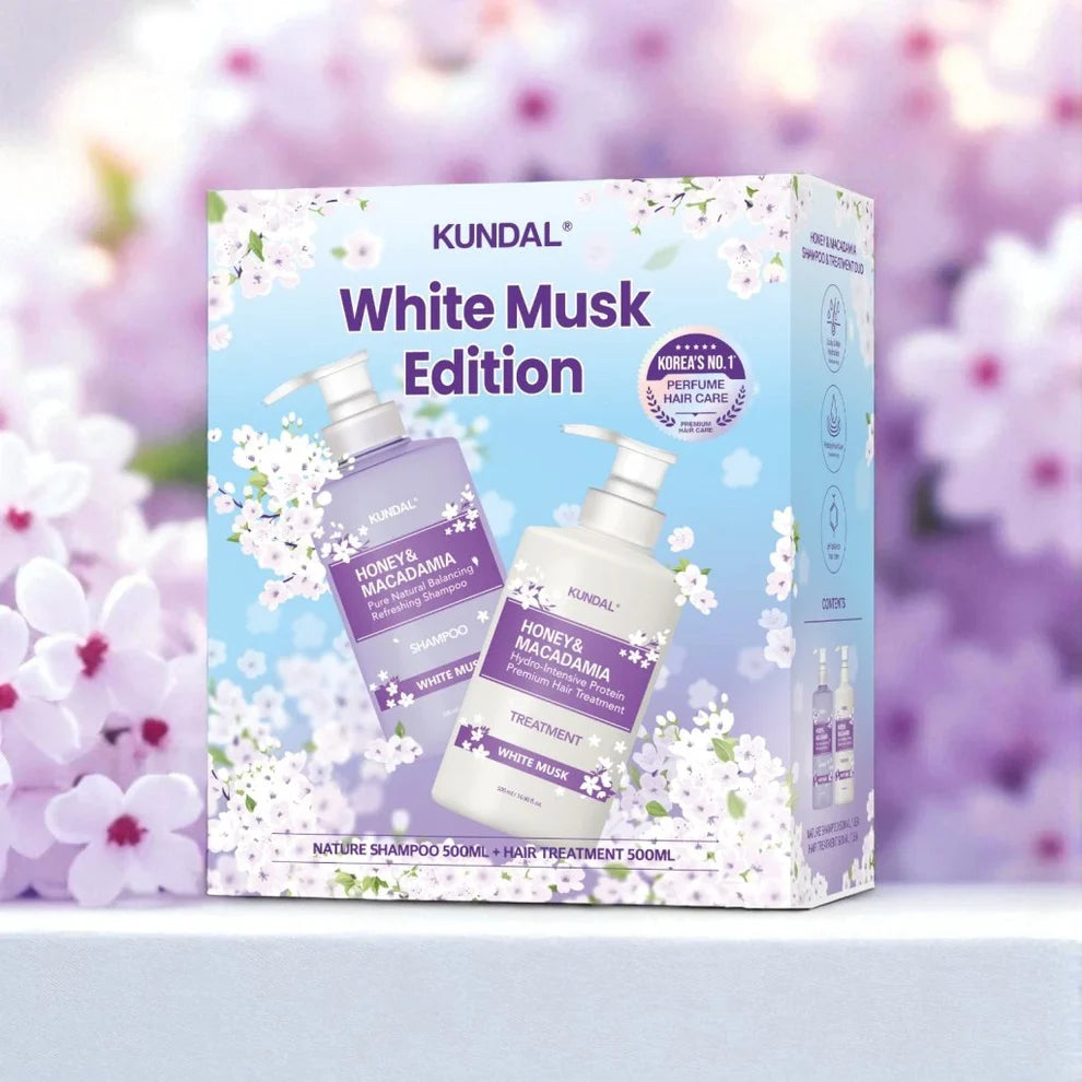 KUNDAL White Musk Edition - Honey & Macadamia Shampoo 500ml  and Treatment 500ml