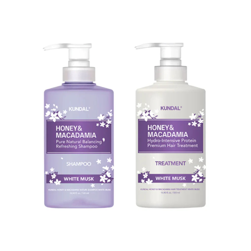 KUNDAL White Musk Edition - Honey & Macadamia Shampoo 500ml  and Treatment 500ml