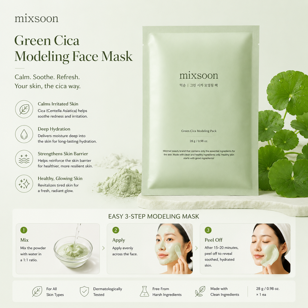 mixsoon Green Cica Modeling Face Mask 1pc