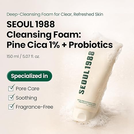 K-SECRET SEOUL 1988  Cleansing Foam : Pine Cica 1% + Probiotics 150ml