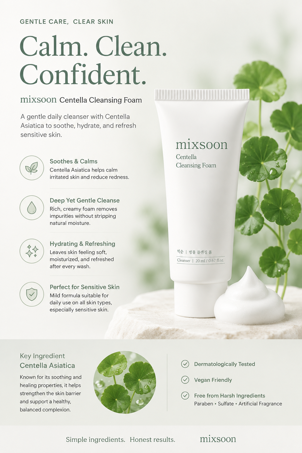 mixsoon Centella Cleansing Foam mini 20ml
